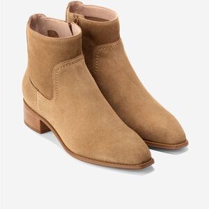 NEW Cole Haan Naia Ankle Boot Women 7 Golden Camel Suede Western Cowgirl capsule